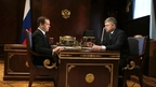 Встреча Дмитрия Медведева с президентом ОАО «Российские железные дороги» Олегом Белозёровым