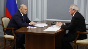 Встреча Михаила Мишустина с руководителем Федеральной службы по надзору в сфере транспорта Виктором Басаргиным