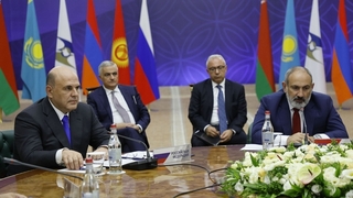 Заседание Евразийского межправительственного совета. Михаил Мишустин и Премьер-министр Республики Армения Никол Пашинян