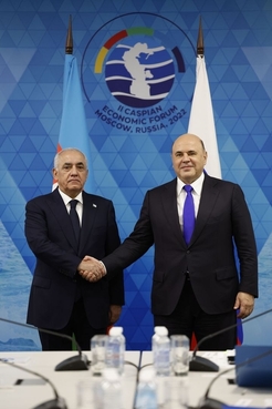 Mikhail Mishustin and Prime Minister of Azerbaijan Ali Hidayat oghlu Asadov
