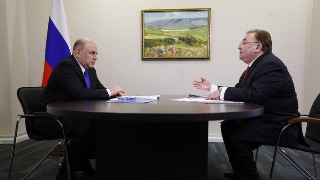 Беседа Михаила Мишустина с главой Республики Ингушетия Махмудом-Али Калиматовым