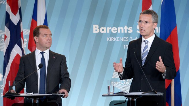 A news conference with Dmitry Medvedev and Jens Stoltenberg