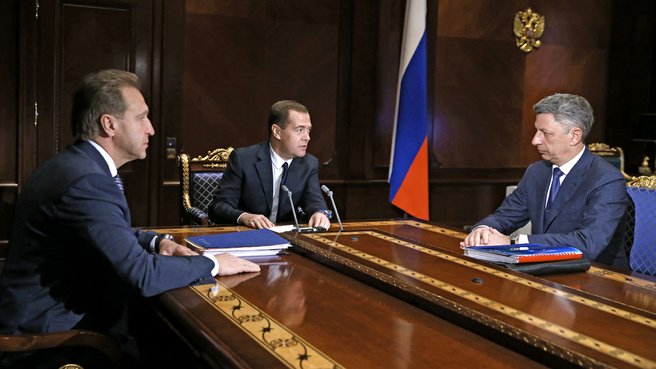 Meeting with Ukrainian Deputy Prime Minister Yury Boiko and First Deputy Prime Minister Igor Shuvalov