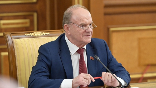 Gennady Zyuganov, head of the Communist Party of the Russian Federation and member of the State Duma Committee on CIS Affairs, Eurasian Integration and Relations with Compatriots