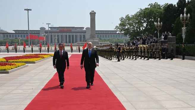 Official greeting ceremony for Mikhail Mishustin by Premier of the State Council of the People’s Republic of China Li Qiang