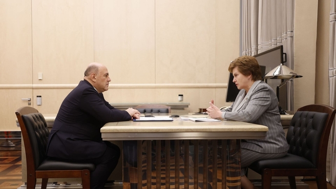 Встреча Михаил Мишустина с главой Федеральной службы по надзору в сфере здравоохранения Аллой Самойловой
