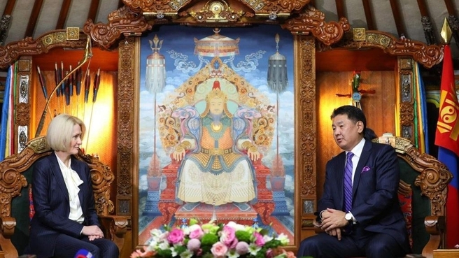 Заместитель Председателя Правительства России Виктория Абрамченко встретилась с Президентом Монголии Ухнагийн Хурэлсухом