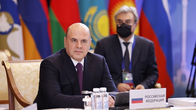 Mikhail Mishustin at a restricted attendance meeting of the Eurasian Intergovernmental Council