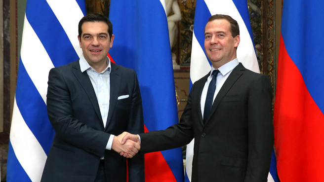 Dmitry Medvedev and Prime Minister of Greece Alexis Tsipras