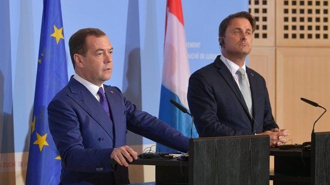 Пресс-конференция Дмитрия Медведева и Ксавье Беттеля