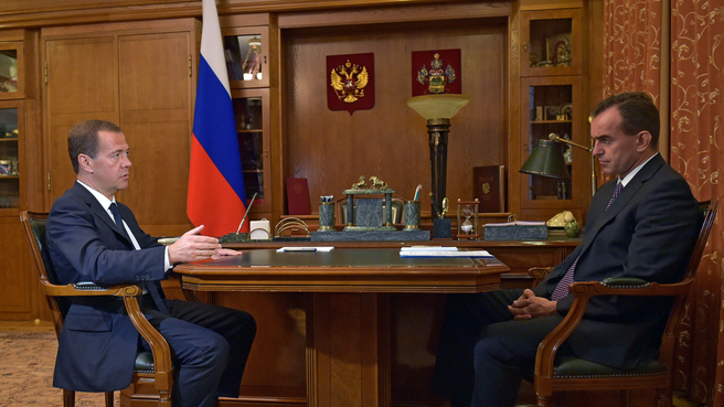 Рабочая встреча с временно исполняющим обязанности губернатора Краснодарского края Вениамином Кондратьевым