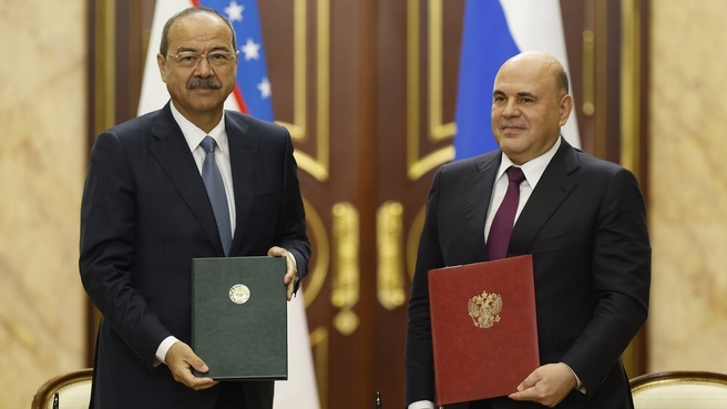 Михаил Мишустин и Премьер-министр Республики Узбекистан Абдулла Арипов