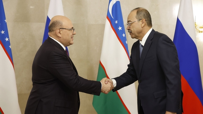 Михаил Мишустин с Премьер-министром Республики Узбекистан Абдуллой Ариповым