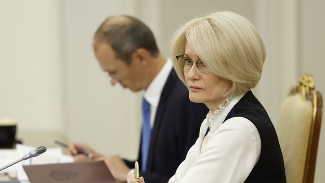 Виктория Абрамченко на оперативном совещании с вице-премьерами