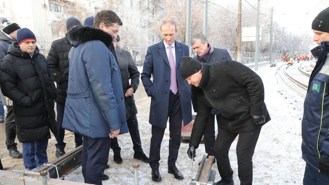 Дмитрий Григоренко ознакомился с ходом строительных работ на площадке в Нижнем Новгороде в рамках реализации проекта комплексного развития городского электротранспорта