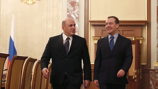 Встреча Михаила Мишустина и Заместителя Председателя Совета Безопасности Дмитрия Медведева с исполняющими обязанности членов Правительства