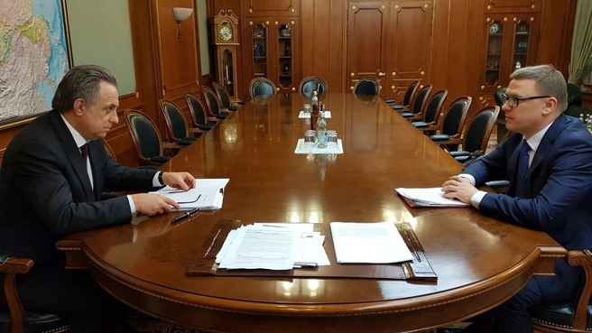 Виталий Мутко провёл рабочую встречу с временно исполняющим обязанности губернатора Челябинской области Алексеем Текслером