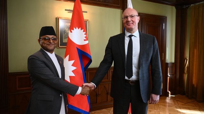Дмитрий Чернышенко  и Председатель Национального собрания Федерального парламента Непала Ганеш Прасад Тимилсина