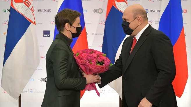Михаил Мишустин с Председателем Правительства Республики Сербии Аной Брнабич