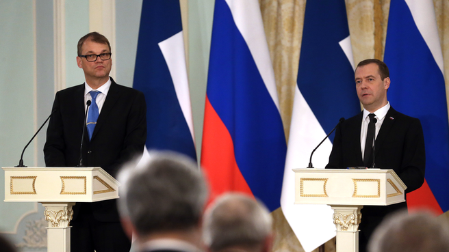 Joint news conference with Dmitry Medvedev and Juha Sipilä on the results of their talks