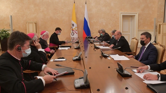 Mikhail Mishustin meets with the Holy See’s Secretary for Relations with States Paul Richard Gallagher