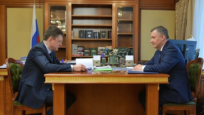 Встреча Александра Новака с губернатором Иркутской области Игорем Кобзевым