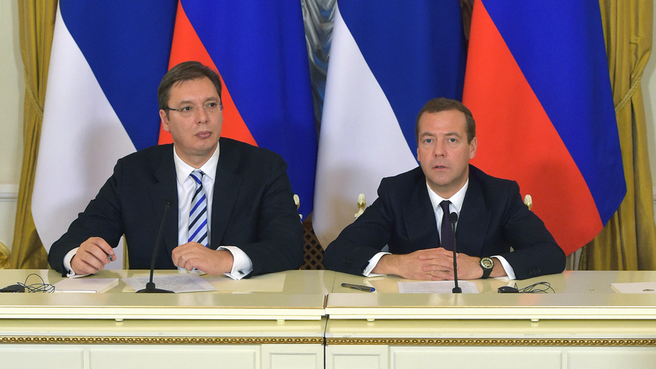 Заявления Дмитрия Медведева и Александра Вучича для прессы