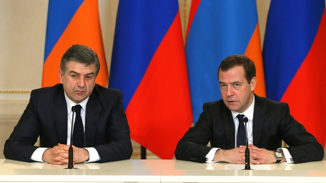Заявления Дмитрия Медведева и Карена Карапетяна для прессы по итогам российско-армянских переговоров