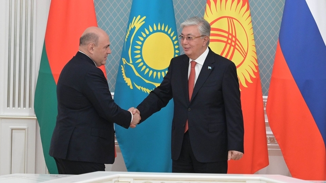 Mikhail Mishustin with the President of Kazakhstan Kassym-Jomart Tokayev