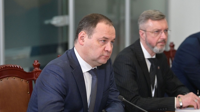 Prime Minister of Belarus Roman Golovchenko during a meeting with Mikhail Mishustin
